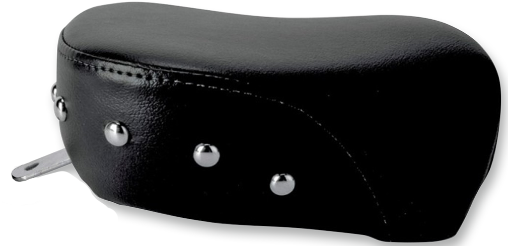 Black SADDLEMEN Heels Down Touring Pillion Pad with studded design, designed for motorcycle seats by Bill's Exhausts.