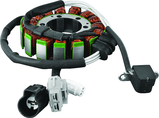 QuadBoss Yamaha YXR700 Rhino 4x4 FI Stator part number 463514, showing the black electrical component with mounting points.