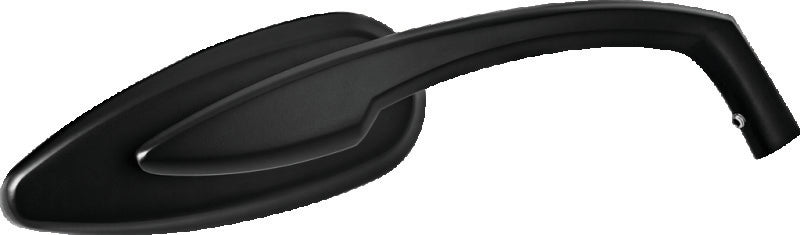 Kuryakyn Teardrop Mirrors in satin black with aluminum body and convex glass for enhanced rear visibility on motorcycle.