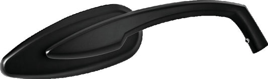 Kuryakyn Teardrop Mirrors in satin black with aluminum body and convex glass for enhanced rear visibility on motorcycle.