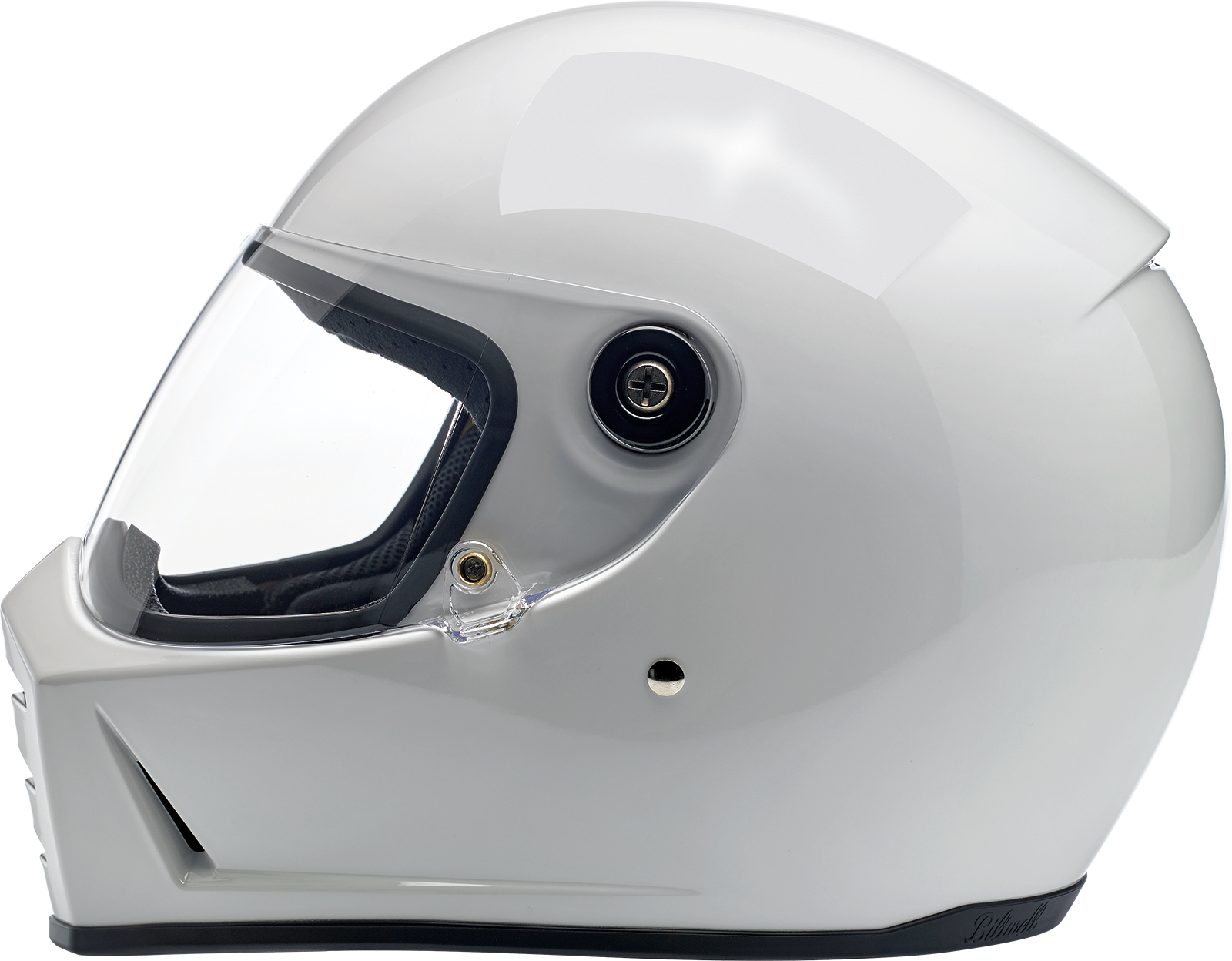 Gloss white BILTWELL Lane Splitter motorcycle helmet in XL size, featuring a sleek aerodynamic design and clear visor.