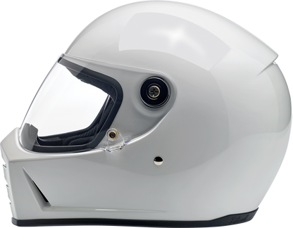 Gloss white BILTWELL Lane Splitter motorcycle helmet in XL size, featuring a sleek aerodynamic design and clear visor.