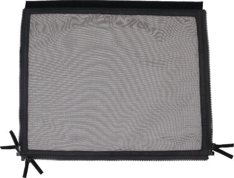 QuadBoss mesh window for Ranger, durable polycarbonate rear panel with clear view, providing ventilation and visibility for off-road vehicles.