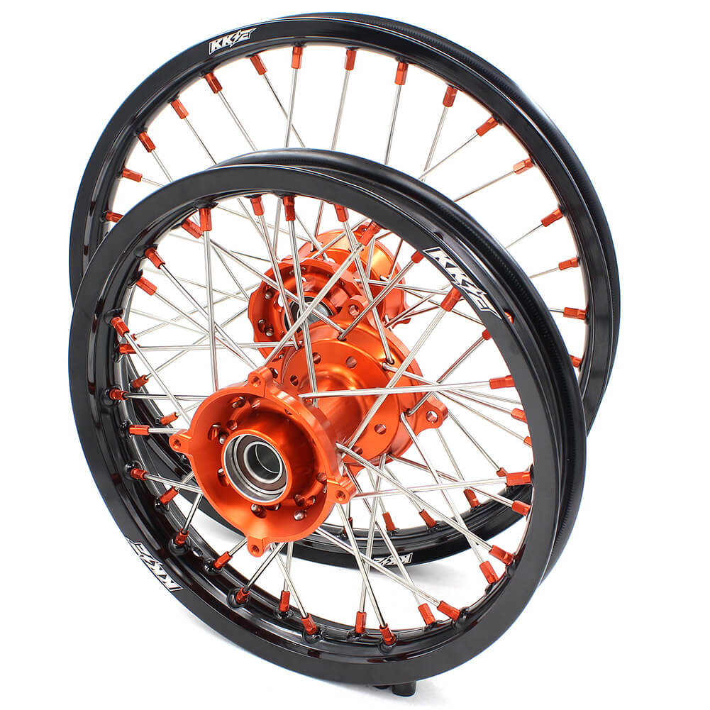 KKE 17"*1.4/14"*1.6 Kid's Big Wheels Rims Fit KTM SX 85 2003-2020 Orange Nipples - Howling Moto