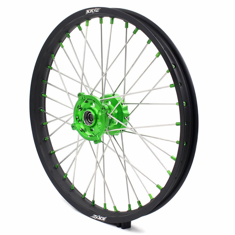 KKE 21 & 19 MX Wheels for Kawasaki KX250F 2019 and 2021 Green Nipple(2020 Excluded) - Howling Moto