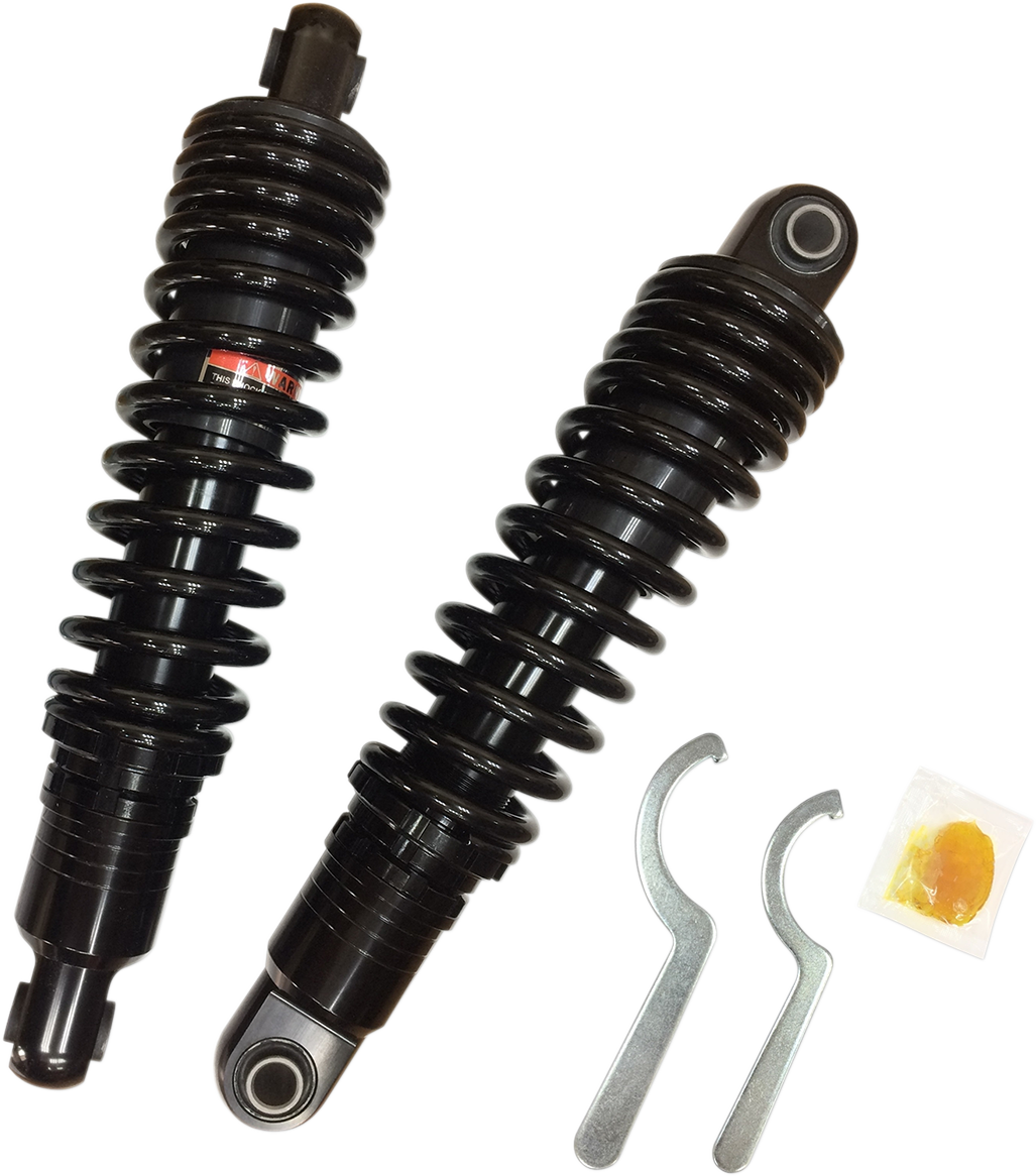 Drag Specialties C16-0154HB heavy-duty 13-inch ride-height adjustable shock absorbers for motorcycles.