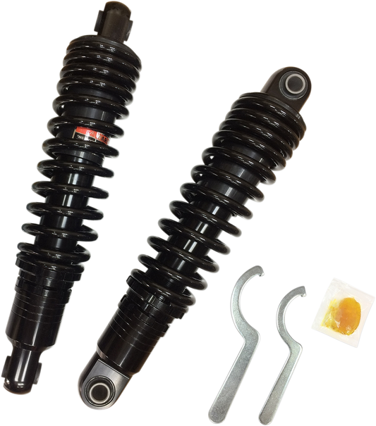 Drag Specialties C16-0154HB heavy-duty 13-inch ride-height adjustable shock absorbers for motorcycles.