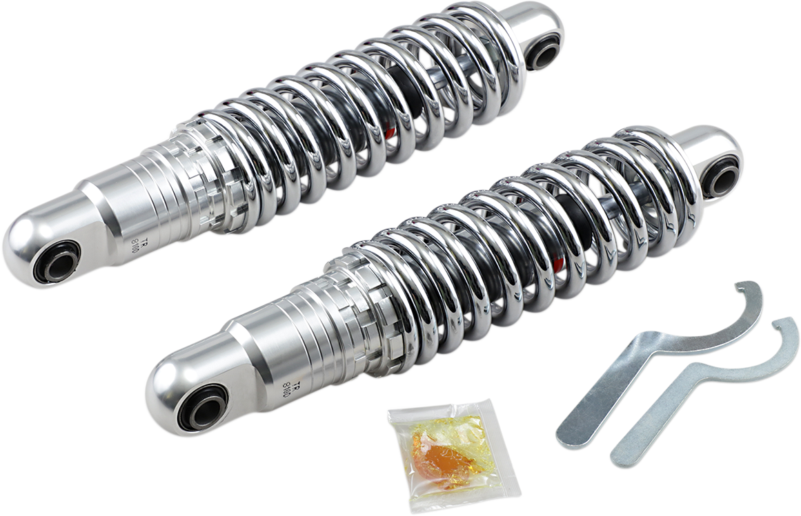 Chrome Drag Specialties C16-0156H adjustable shock absorbers, 12-inch heavy-duty motorcycle shocks with premium ride height adjustment