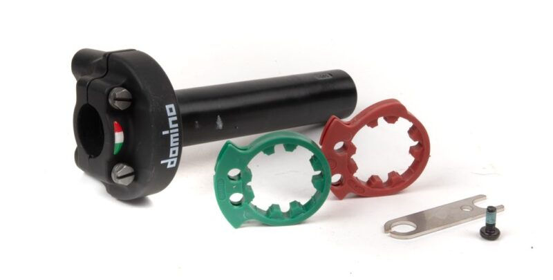 Domino Racing XM2 throttle control system with 22mm bars for MotoGP-inspired motorcycle handling and precision.
