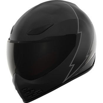 Black ICON Domain™ Helmet Slabtown XL by Bill's Exhausts, showing the sleek matte black helmet with logo details.