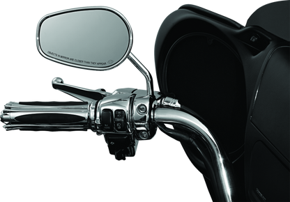 Chrome Kuryakyn mirror stem extension, 3-inch outward extender for powersports vehicles, with a sleek polished finish.