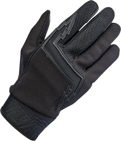 Black BILTWELL Baja Gloves in large size, featuring durable motorcycle gloves with reinforced palms and adjustable straps.