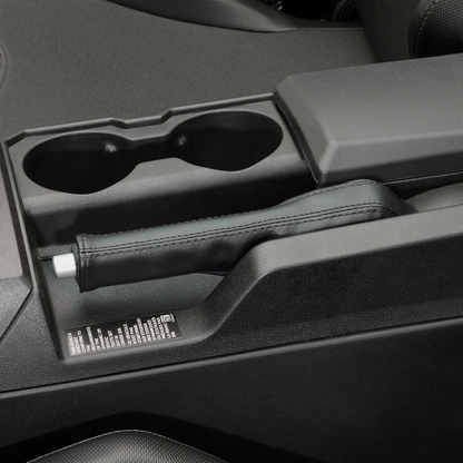 Black Stitch Show Chrome E-Brake Cover for Slingshot engine by Bill's Exhausts, featuring sleek chrome finish and detailed craftsmanship.