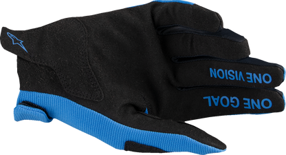Alpinestars Radar MX motorcycle gloves in blue and black with touchscreen compatibility and durable design, size XL.