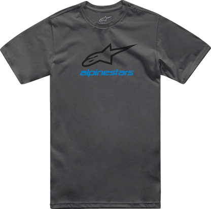 Alpinestars Always 2.0 CSF T-shirt in charcoal, black, and blue, medium size, casual men's graphic tee with logo details.