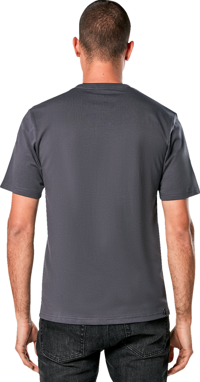 Alpinestars Always 2.0 CSF T-Shirt in charcoal, black, and blue, medium size, featuring the Alpinestars logo and design.