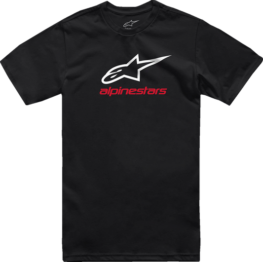 Alpinestars Always 2.0 CSF T-Shirt in black, white, and red, large size, featuring the Alpinestars logo and design on the front.