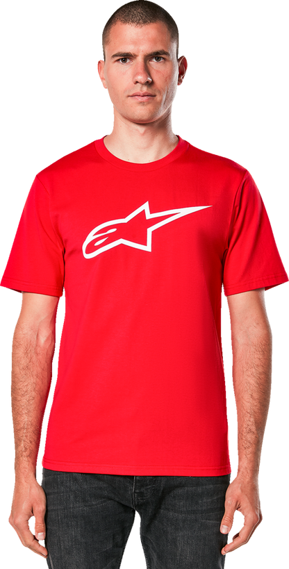 Alpinestars Ageless 2.0 CSF T-Shirt in red and white, XL size, featuring the Alpinestars logo and stylish casual fit.