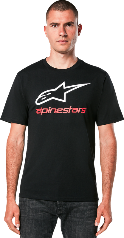 Alpinestars Always 2.0 CSF T-Shirt in black, white, and red, size XL, featuring the Alpinestars logo and sporty design.