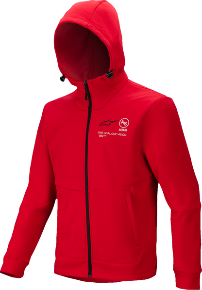 Bright red Alpinestars Racer MX fleece hoodie in 3XL, featuring the Alpinestars logo and casual, sporty design.