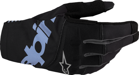 Alpinestars Techstar MX gloves in black, XL size, showing reinforced palms and adjustable wrist closures for motocross riding.