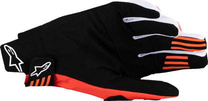 Alpinestars Techstar MX gloves in black and hot orange, medium size, designed for high-performance off-road riding.