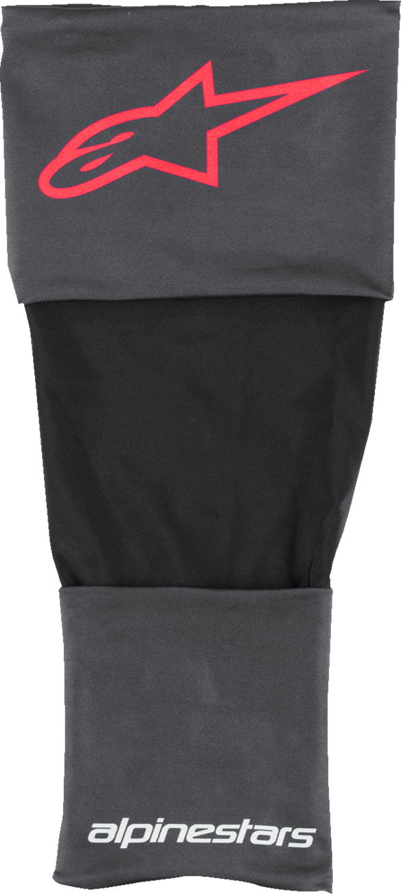 Alpinestars RK-S knee brace sleeve in black, red, and white with protective padding for motorcycle or sports use.