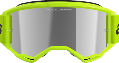 ALPINESTARS GOGGLES, Alpinestars GOGGLES Vision 3 Goggle - Wordmark - Yellow Fluo with Silver Mirror Lens (Part Number 5103225-5299)