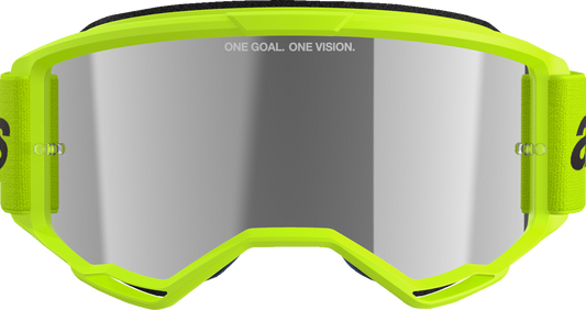 ALPINESTARS GOGGLES, Alpinestars GOGGLES Vision 3 Goggle - Wordmark - Yellow Fluo with Silver Mirror Lens (Part Number 5103225-5299)