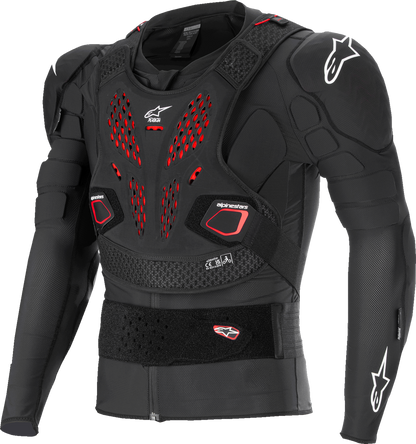 ALPINESTARS Bionic Pro v3 Plasma protection jacket in black, red, and white, size 2XL, with visible armor panels and branding.