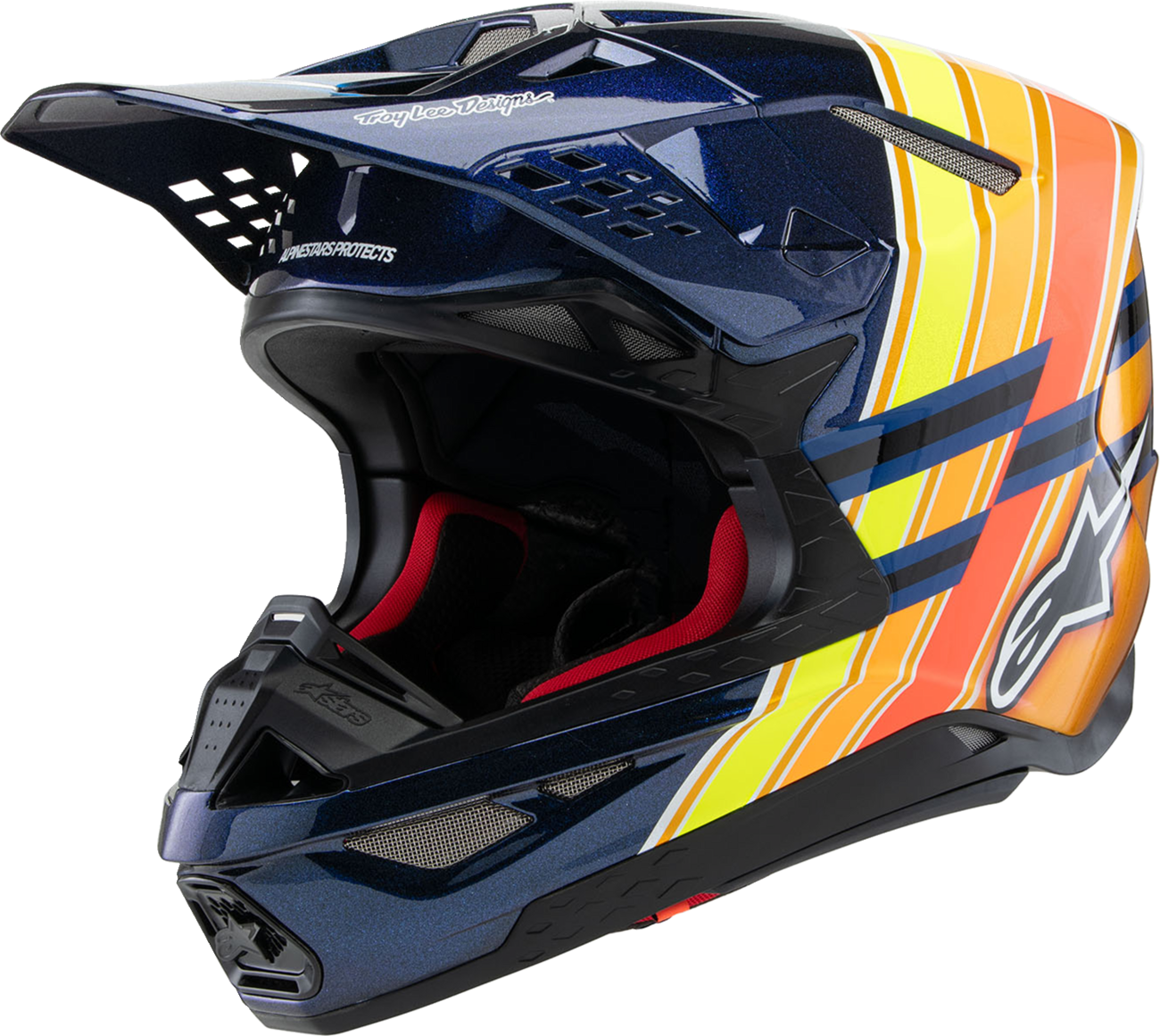ALPINESTARS, Alpinestars Supertech M10 Helmet TLD Edition 25 with MIPS® – Gloss Dark Blue/Orange/Yellow/Fluo Red, Small