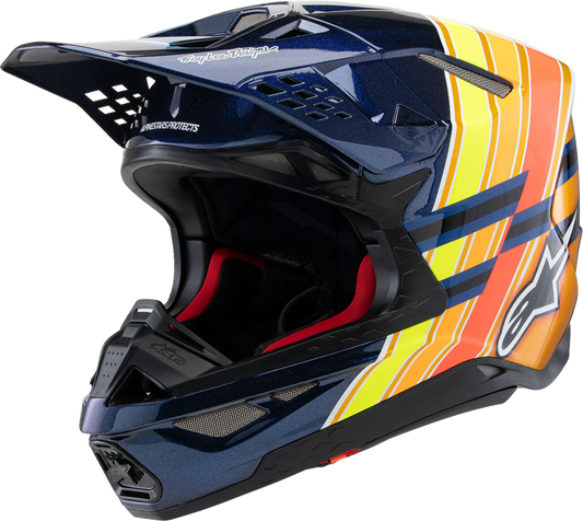 ALPINESTARS, Alpinestars Supertech M10 Helmet TLD Edition 25 with MIPS® – Gloss Dark Blue/Orange/Yellow/Fluo Red, Small