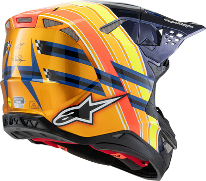 ALPINESTARS, Alpinestars Supertech M10 Helmet TLD Edition 25 with MIPS® – Gloss Dark Blue/Orange/Yellow/Fluo Red, Small