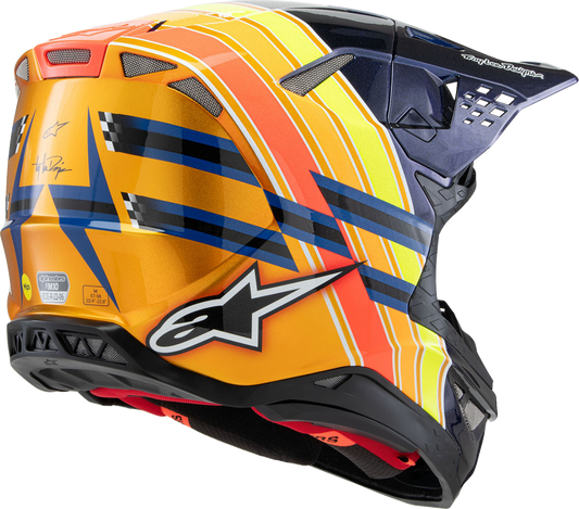 ALPINESTARS, Alpinestars Supertech M10 Helmet TLD Edition 25 with MIPS® – Gloss Dark Blue/Orange/Yellow/Fluo Red, Small