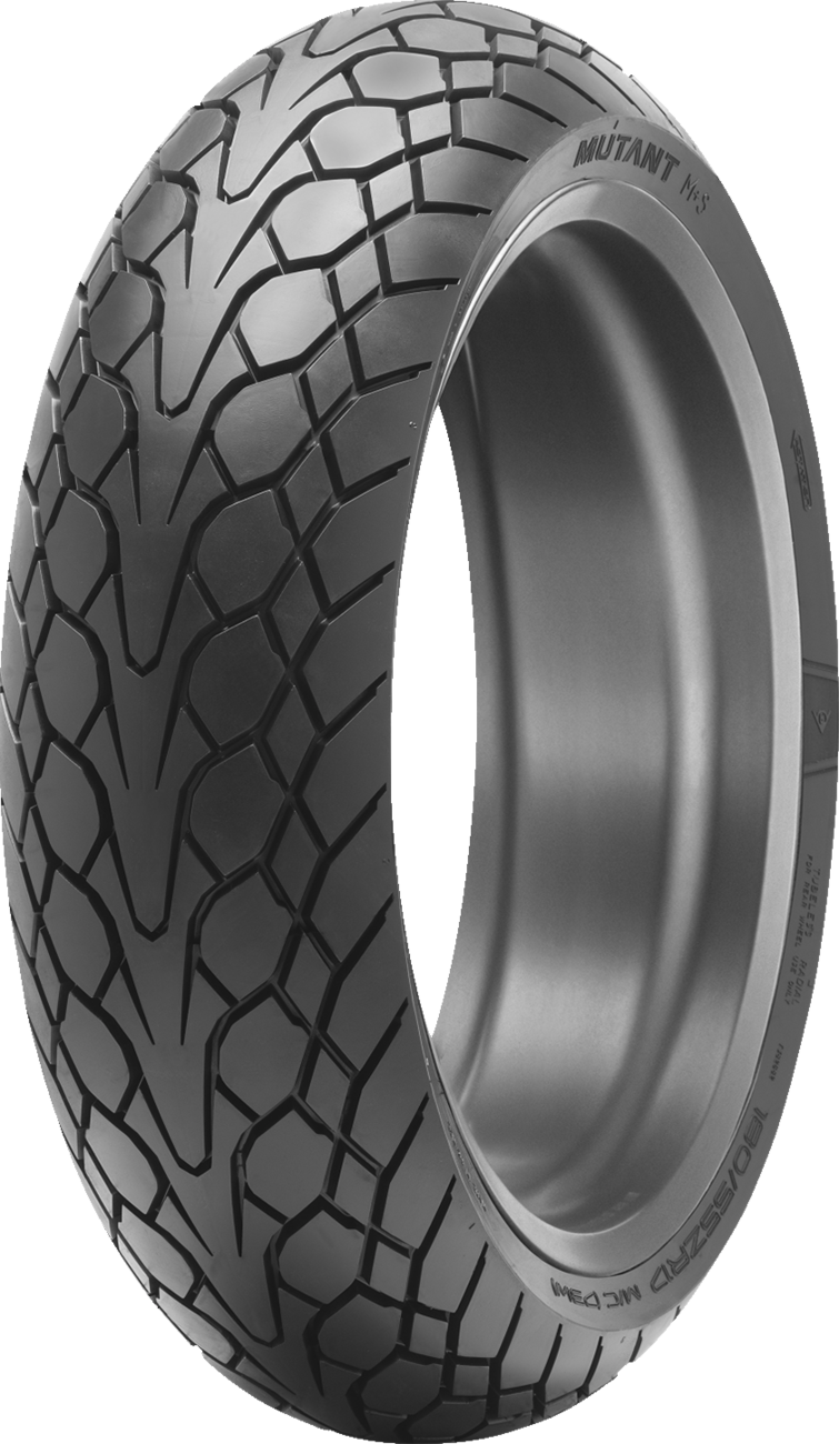 Dunlop Mutant rear motorcycle tire 150/70R17 with jointless band technology, featuring tread pattern and sidewall details.