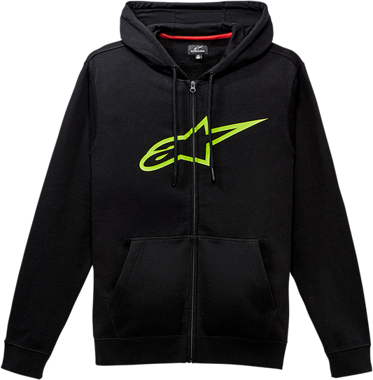 Alpinestars Ageless 2 Zip Hoodie in black and green, XL size, featuring a front zipper and hood, casual and sporty style.