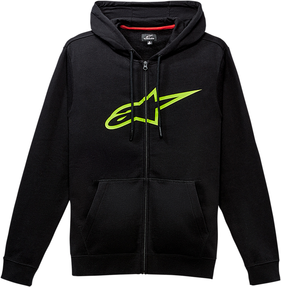 Alpinestars Ageless 2 Zip Hoodie in black and green, medium size, featuring a front zipper and sporty design.