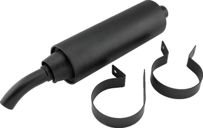 QuadBoss slip-on muffler with black finish for Honda ATC250ES 85-87, part number 157109, shows the exhaust tip and mounting details.