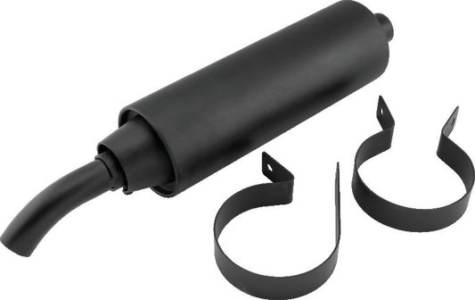 QuadBoss slip-on muffler with black finish for Honda ATC250ES 85-87, part number 157109, shows the exhaust tip and mounting details.