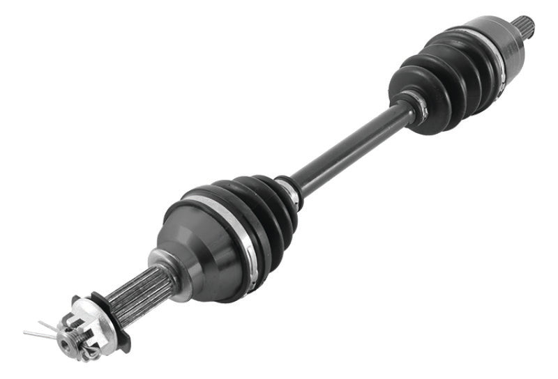 QuadBoss replacement front left side axle for Suzuki KingQuad 4x4 models, showing the durable metal shaft and joint.