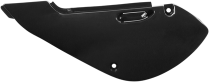 Black ACERBIS side panels for motorcycle body, designed for durability and style, shown installed on the bike.