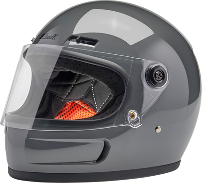 Gloss Storm Gray BILTWELL Gringo SV motorcycle helmet with large size, featuring a sleek aerodynamic design and secure strap closure.