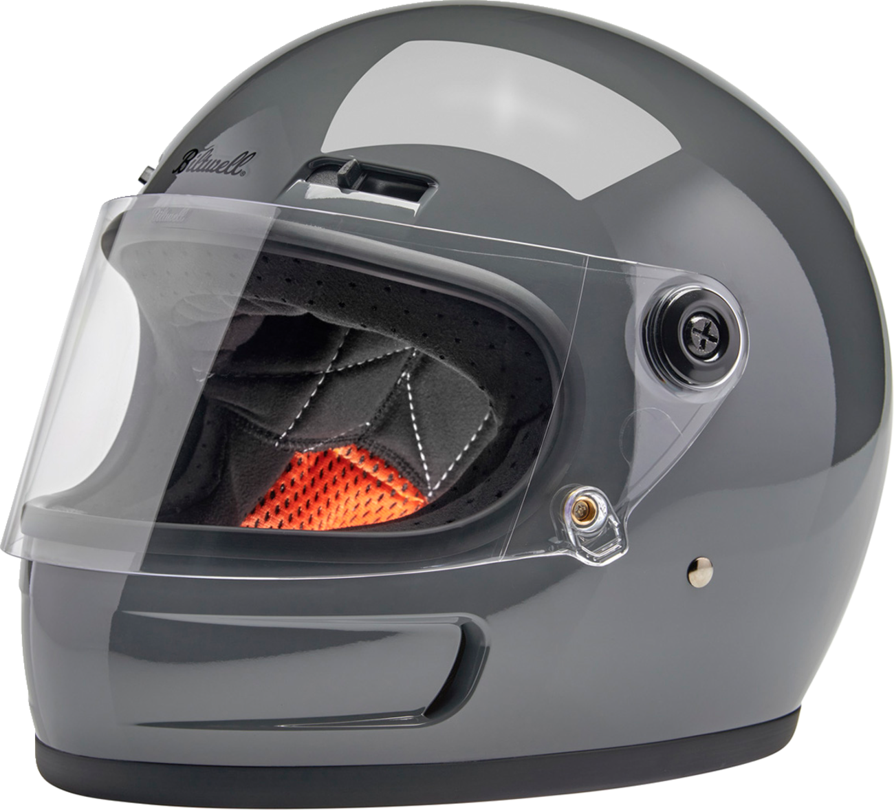 BILTWELL Gringo SV helmet in gloss storm gray, small size, featuring a smooth, aerodynamic design and secure chin strap.