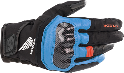 ALPINESTARS Honda SMX Z Drystar gloves in black, blue, and red, 3XL, showing reinforced knuckles and breathable fabric.