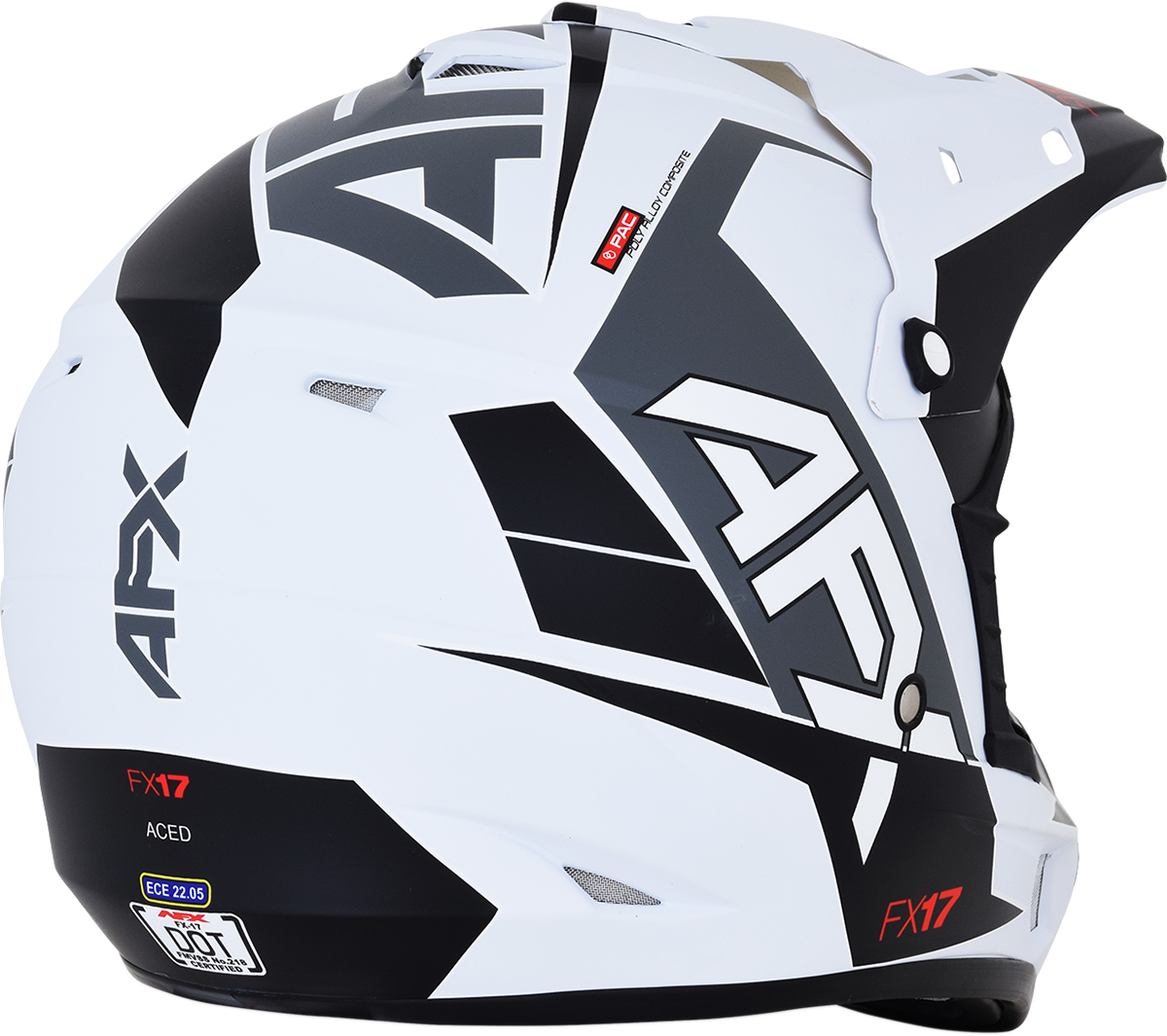 Bill's Exhausts AFX FX-17 helmet in matte white with white accents, small size, with clear visor and aerodynamic design.