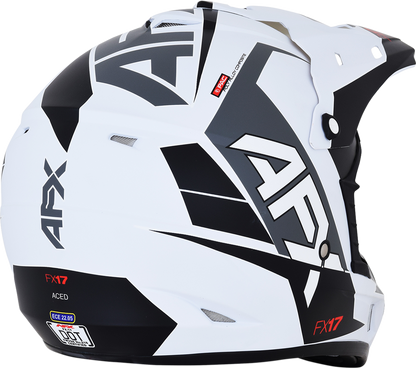 Bill's Exhausts AFX FX-17 helmet in matte white with white accents, small size, with clear visor and aerodynamic design.