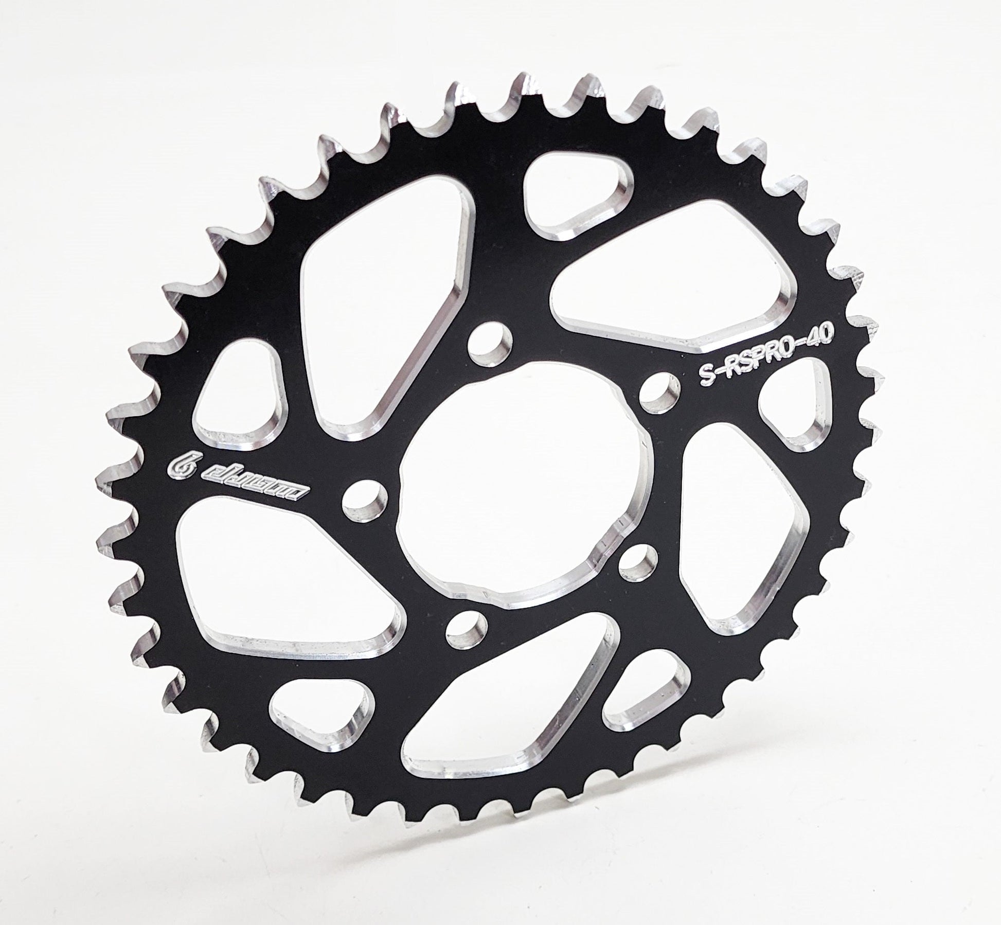 Warp 9 Racing E-Moto rear sprocket in aluminum and stainless with 40 teeth, compatible with Sur Ron and Talaria electric bikes.