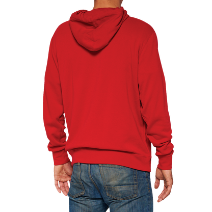 Red 100% Icon Pullover Hoodie by Bill's Exhausts in XL, featuring a comfortable fit and bold graphic design.