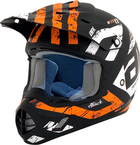 Bill's Exhausts AFX FX-17 Attack helmet in matte black and orange, large size, showing the sleek helmet design and matte finish.