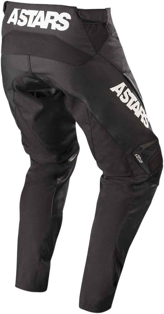 Black Alpinestars Venture-R pants with reinforced knees and adjustable waist, designed for motorcycle riding, US 36 / EU 52.